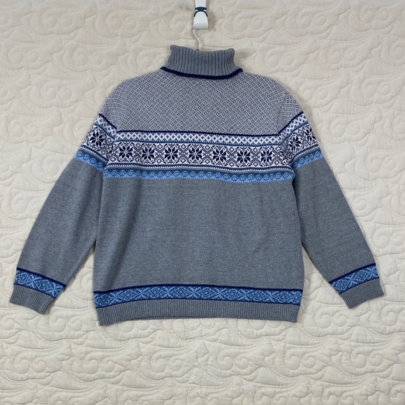 Northern Reflections Blue and Gray Patterned Turtleneck Sweater - Picture 6 of 6